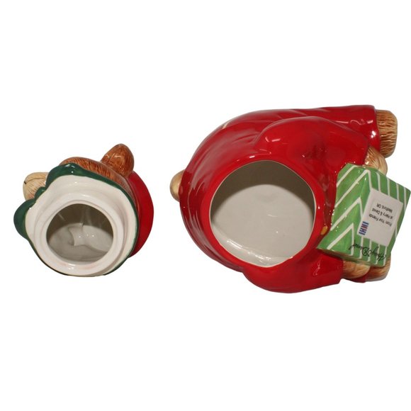 Harry & David 2010 Le Cubby Delivery Mailman Christmas Bear Cookie Jar Container - Picture 10 of 14